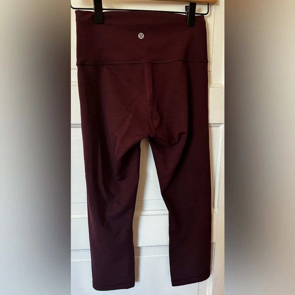 Lululemon Wunder Train High-Rise Crop 21" Heathered Cassis Sz 6 - Picture 3 of 7